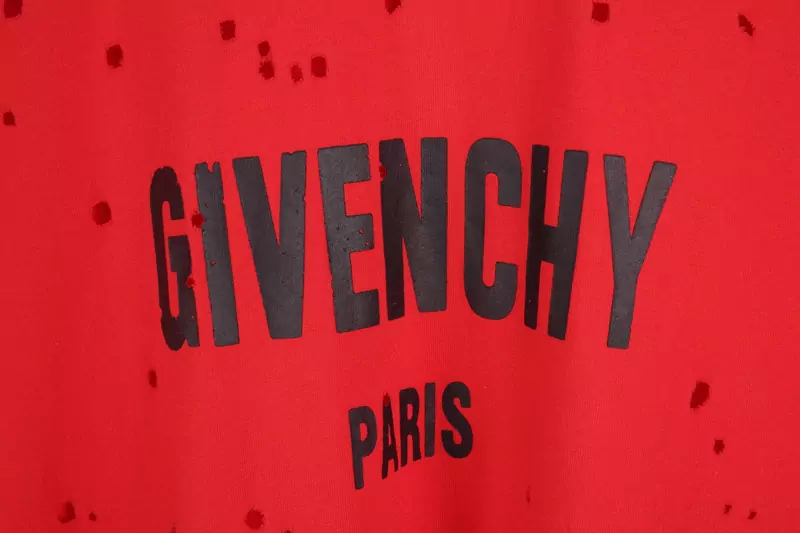 givenchy t-shirt paris logo holes red